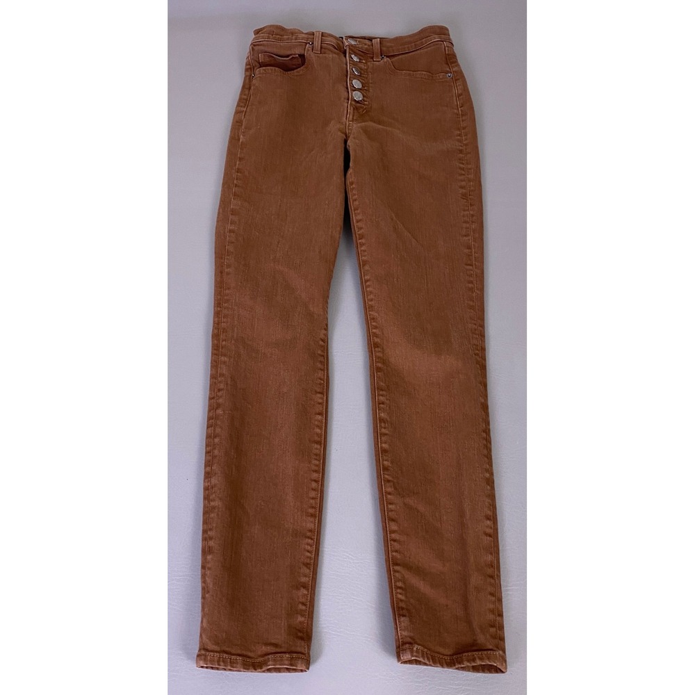 Veronica Beard Maera Skinny High Rise Jeans Size 27/4 Brown Stone Button Fly * - Picture 1 of 15